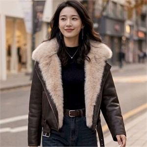 {{photo.Alt || photo.Description || 'Cute Woman Куртка из искусственной кожи с меховым воротником  026-A28'}}